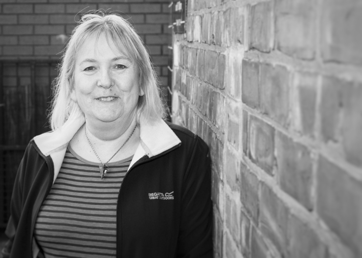 Black and white image of volunteer researcher Sandra Barlow